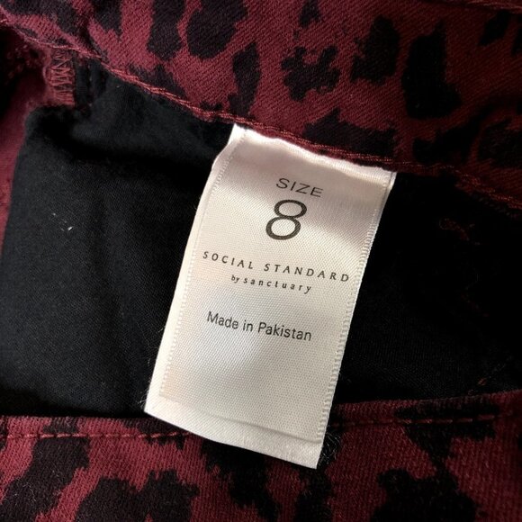 Social Standard by Sanctuary NWT Red Cheetah Mid Rise Ankle Skinny Pants Size 8 - Picture 10 of 12